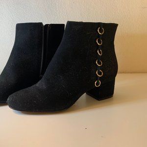 Katy Perry Black Boots with Gold Hoops